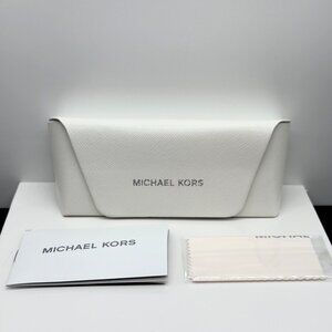 New Michael Kors White Medium Authentic Eyeglasses Sunglasses Case with Cloth